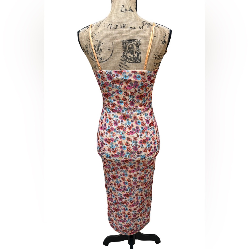 AFRM Pink Floral Slip Midi Dress with Spaghetti Straps - Picture 5 of 5